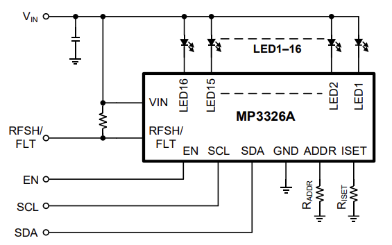 Application Circuit Diagram - Monolithic Power Systems (MPS) MP3326A LED Drivers